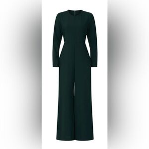 Adam Lippes- Elegant Dark Green Wide Leg Jumpsuit. Size 12